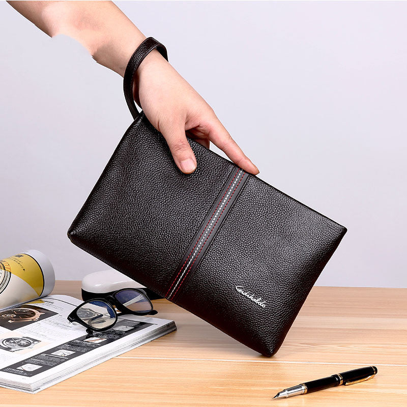 Pochette en cuir pour hommes mode nouvelle entreprise décontractée grande capacité