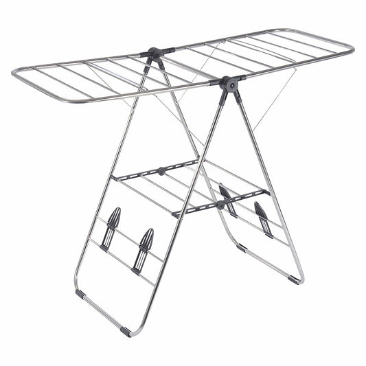 2-Layer Stainless Steel Clothes Drying Foldable Rack With Adjustable Height - Lavish Klass