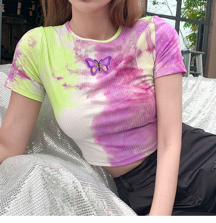 Tie-Dye Butterfly T-Shirt Short Sleeve