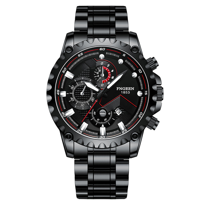 Men Black Internet Celebrity Waterproof Sports Fashion Stainless Steel Watch