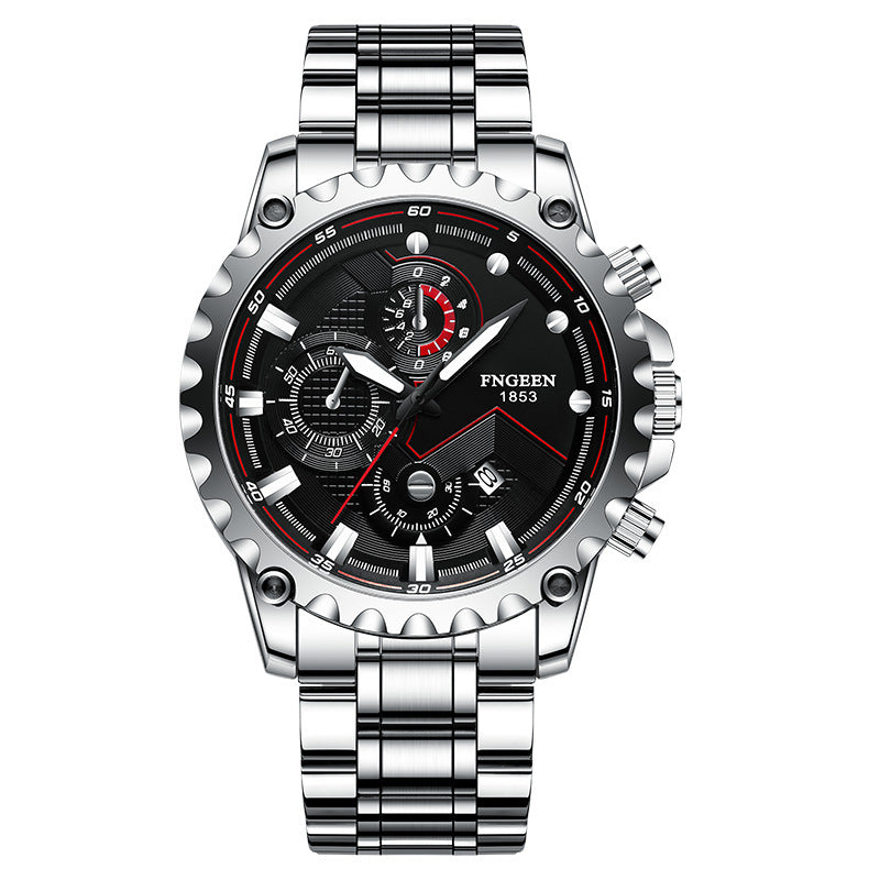 Men Black Internet Celebrity Waterproof Sports Fashion Stainless Steel Watch