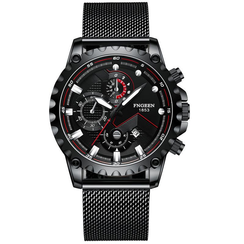 Men Black Internet Celebrity Waterproof Sports Fashion Stainless Steel Watch