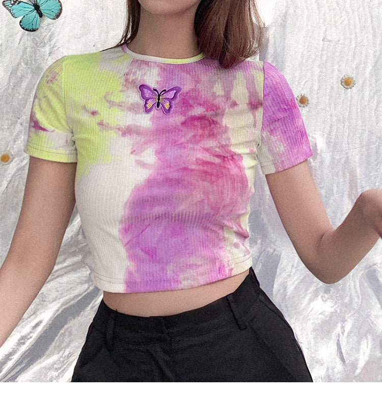 Tie-Dye Butterfly T-Shirt Short Sleeve