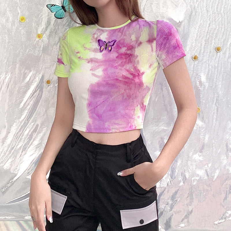 Tie-Dye Butterfly T-Shirt Short Sleeve