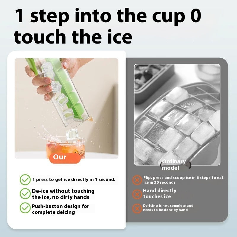 Press Ice Tray Ice Cube Maker With Storage Box