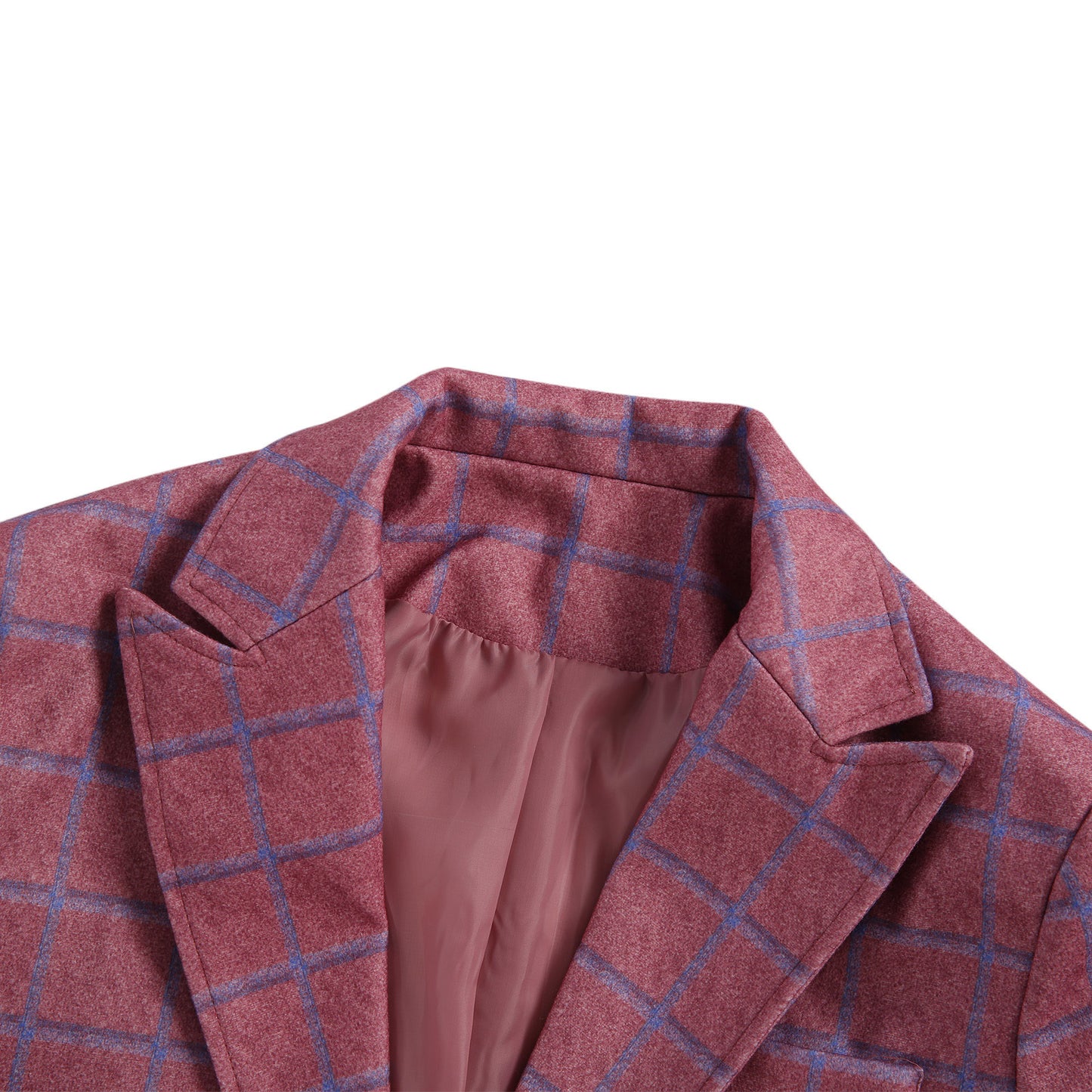 New Men's Plaid Lapel Long Sleeve Suit Coat