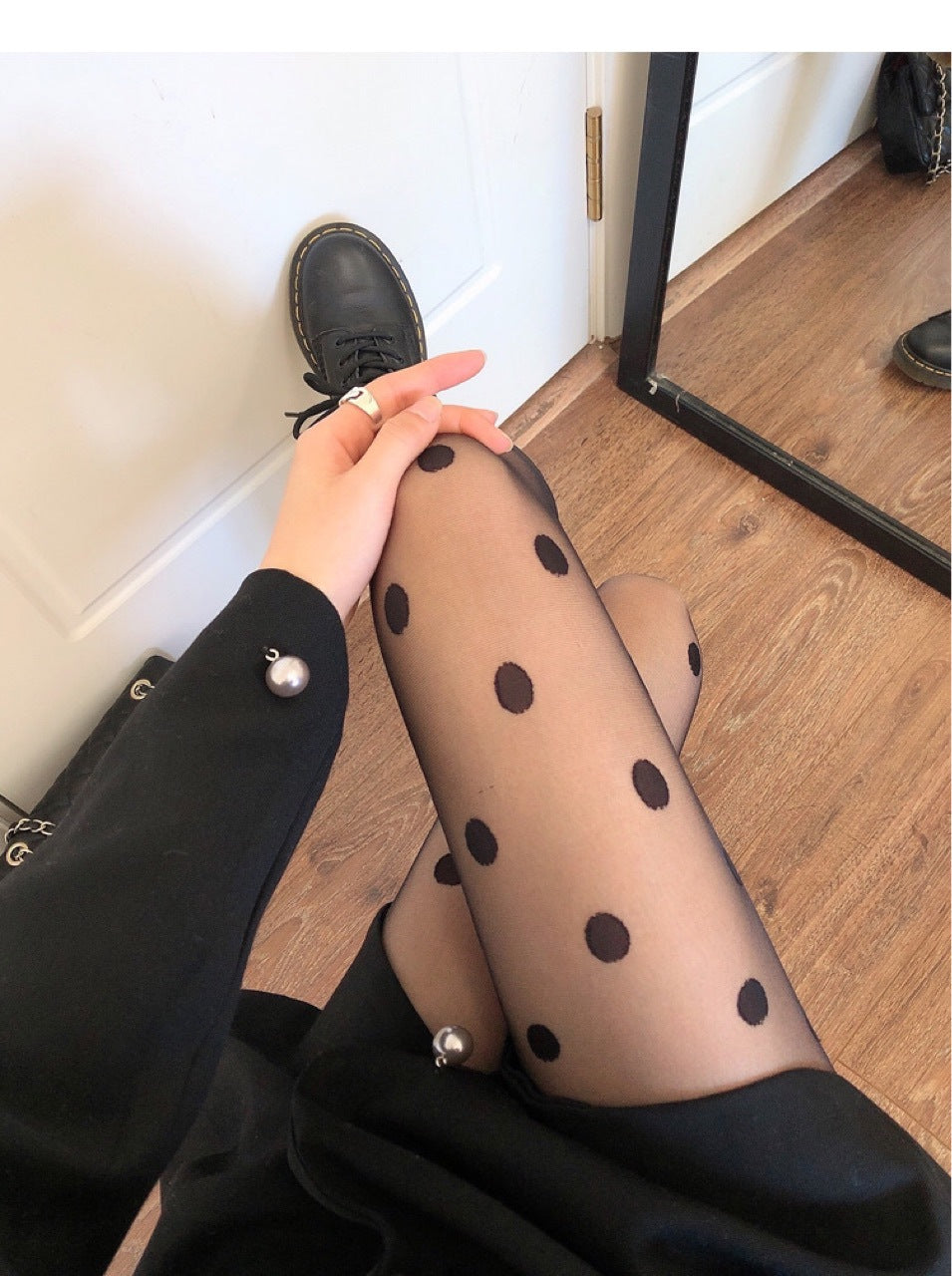 Thin Large Round Dot Polka Dot Stockings Jacquard Base