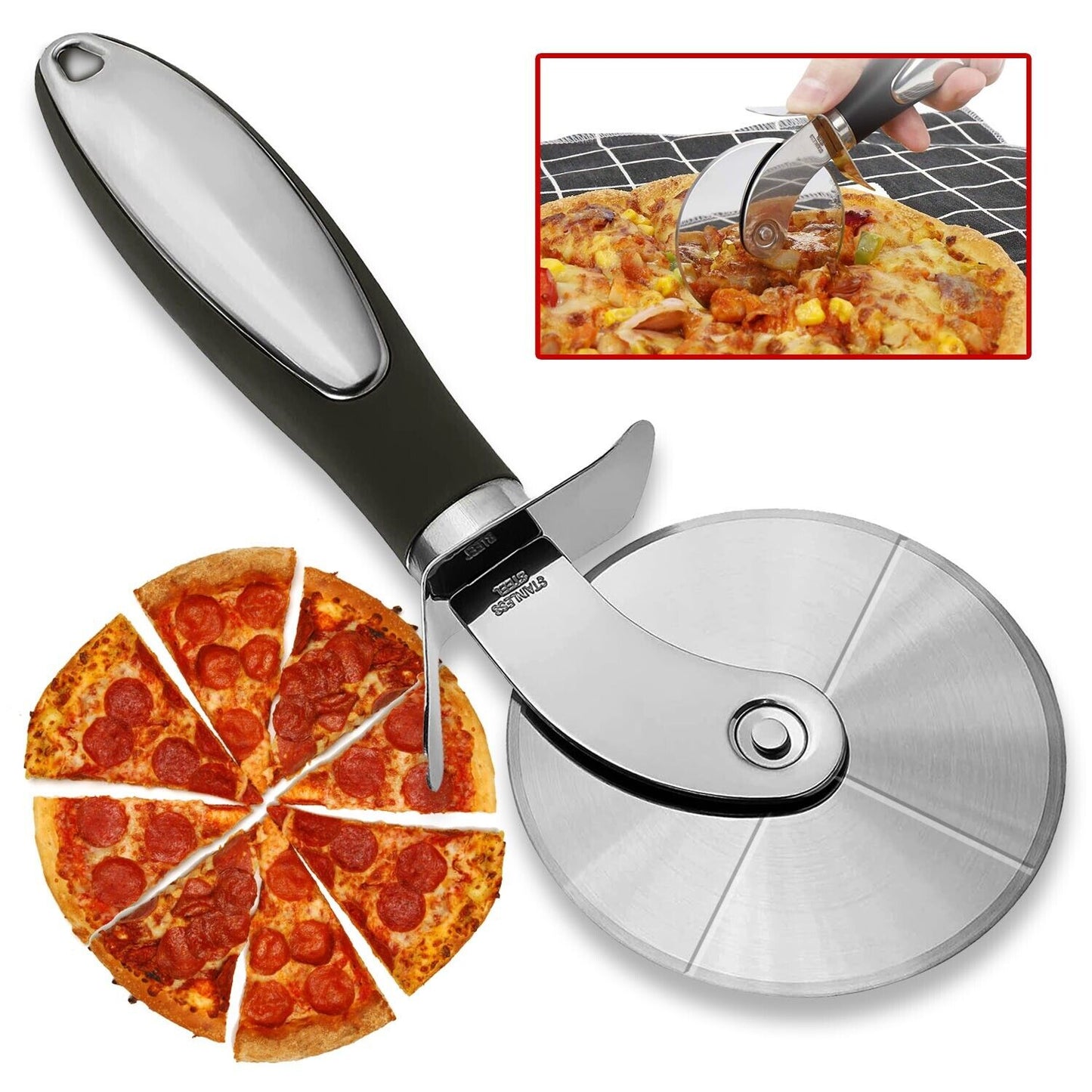 Coupe-Pizza WheelPizza Cutter Roue de coupe-pizza en acier inoxydable Super trancheuse à pizza