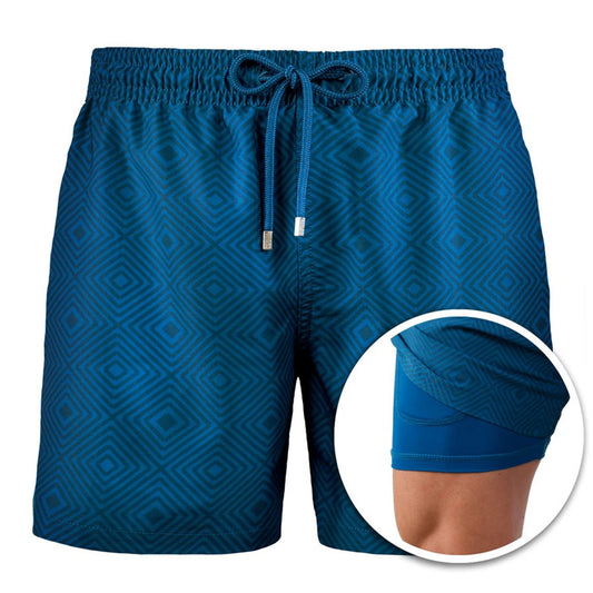 Herren-Shorts aus doppellagigem Polyester mit Sportdruck