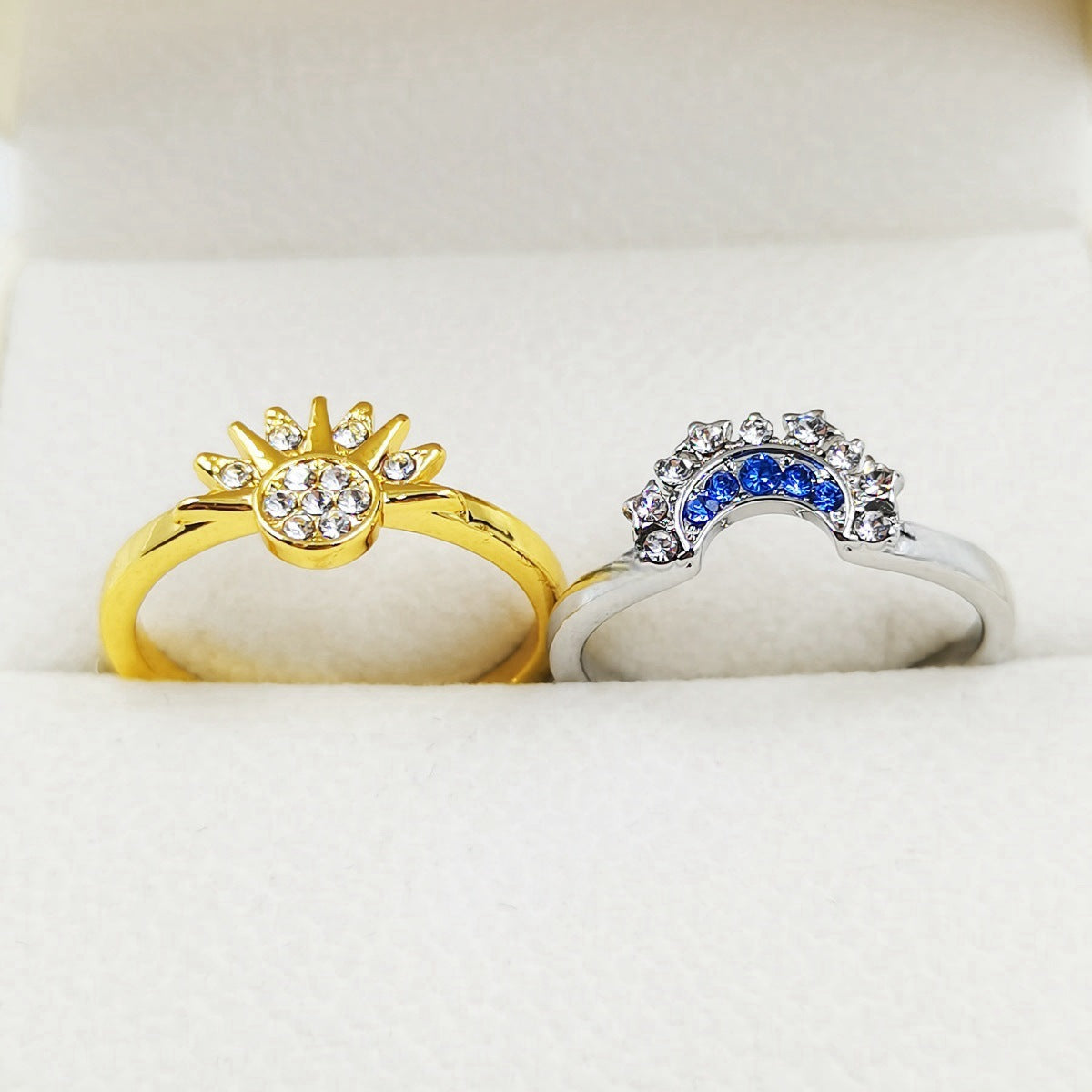 Sun And Moon Rings Couple Rhinestones Ring