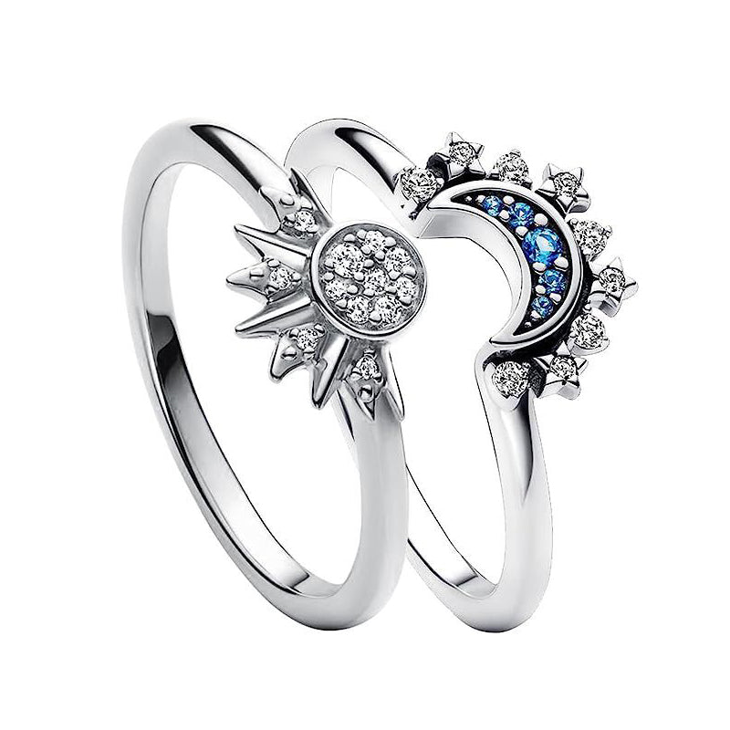 Sun And Moon Rings Couple Rhinestones Ring