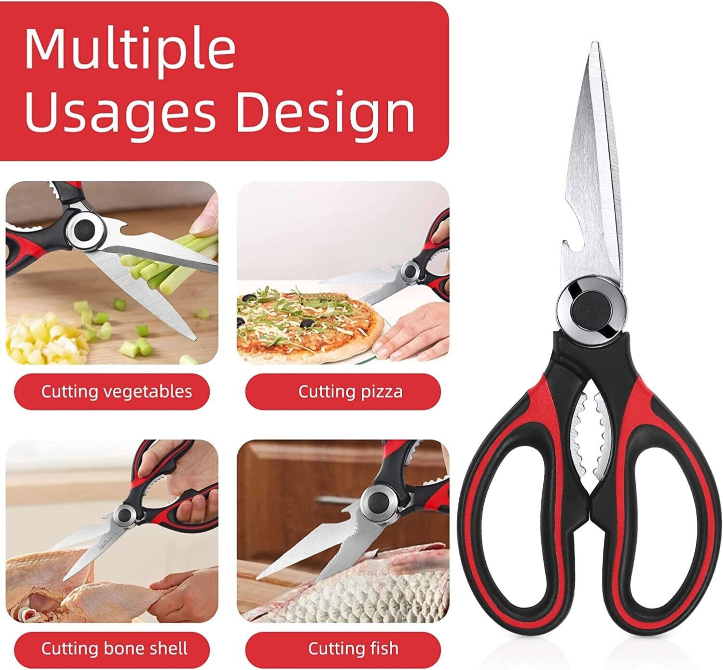 2PC Kitchen Shears Utility Kitchen Scissors Stainless Steel HEAVY DUTY Meat Tool - Lavish Klass