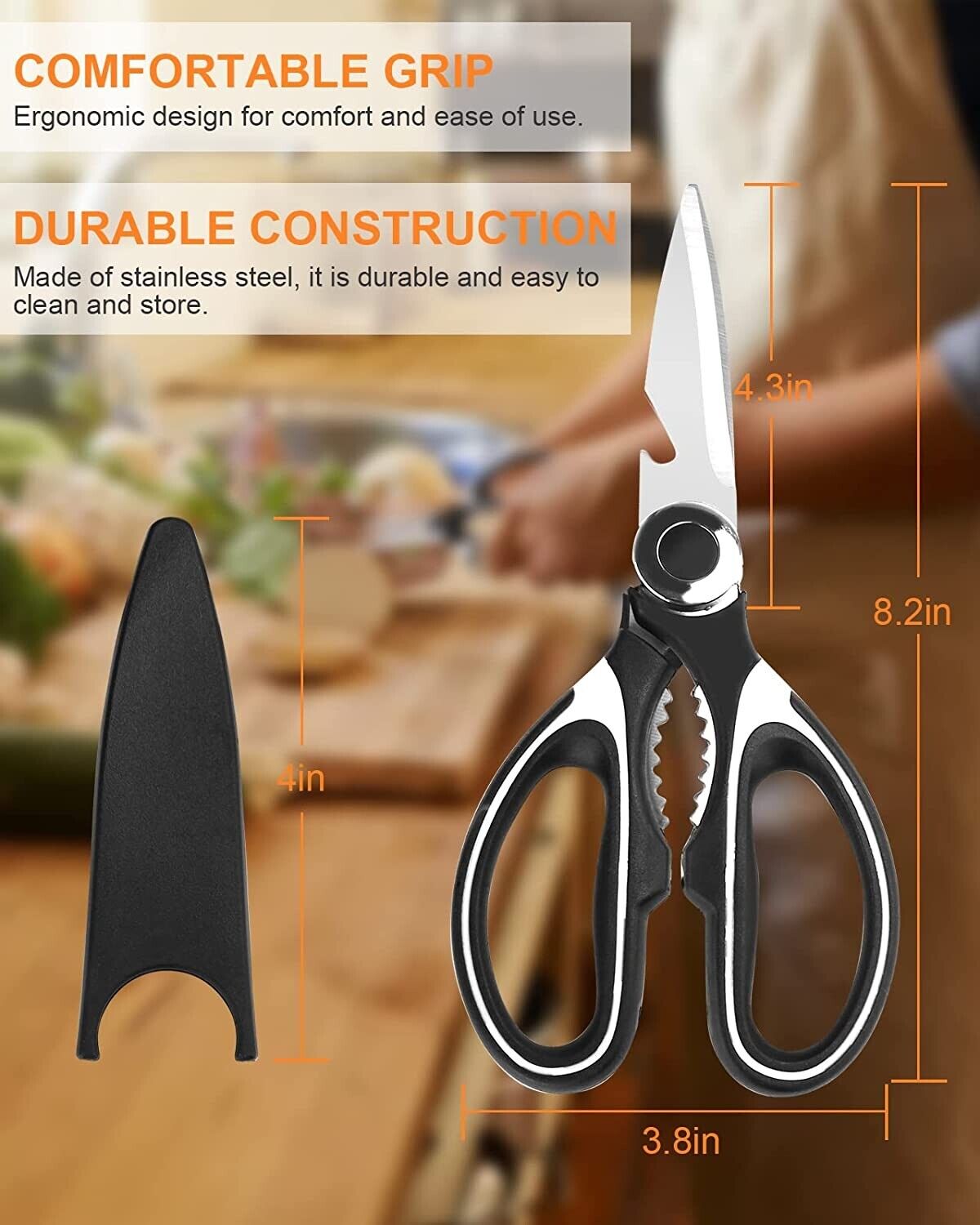 2PC Kitchen Shears Utility Kitchen Scissors Stainless Steel HEAVY DUTY Meat Tool - Lavish Klass