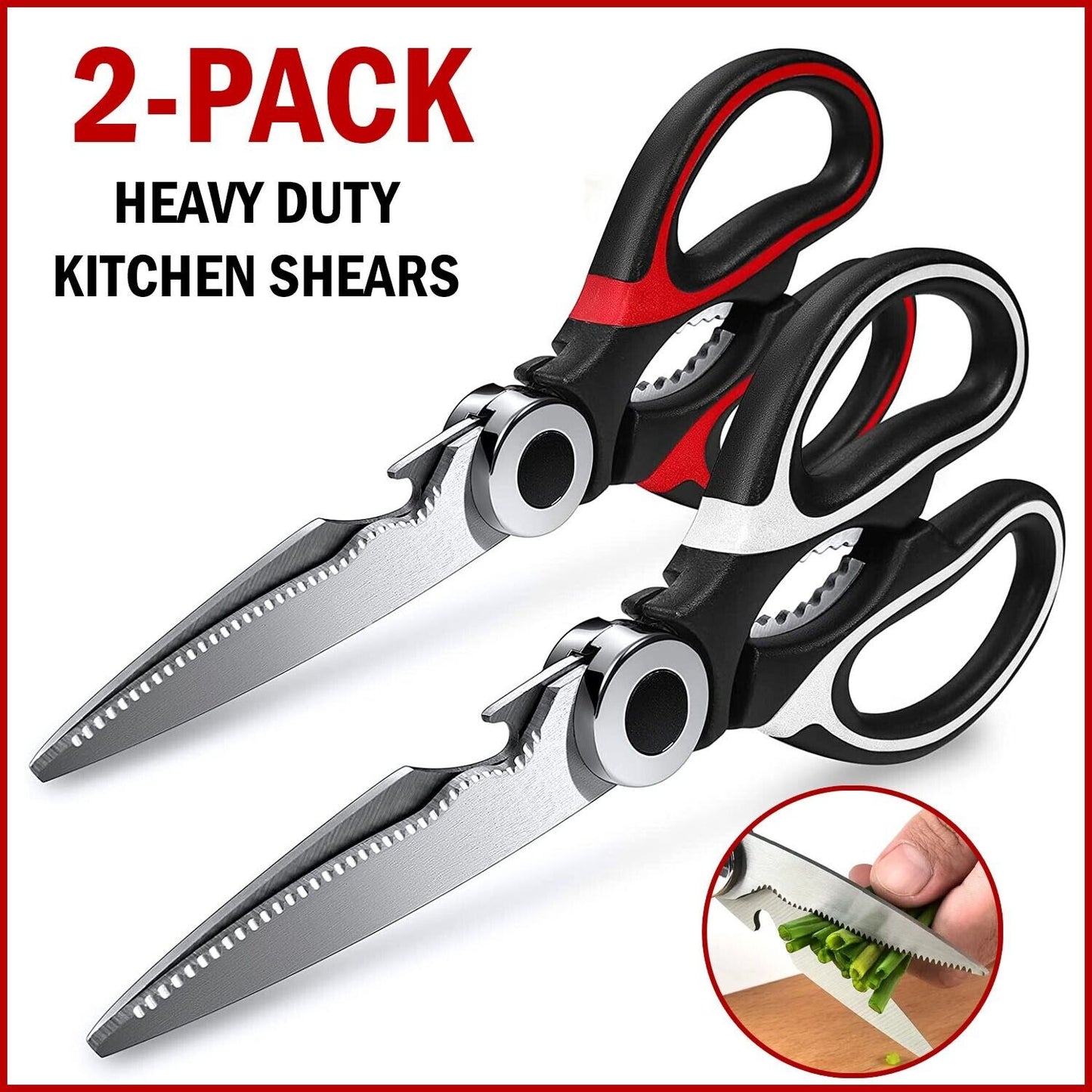 2PC Kitchen Shears Utility Kitchen Scissors Stainless Steel HEAVY DUTY Meat Tool - Lavish Klass