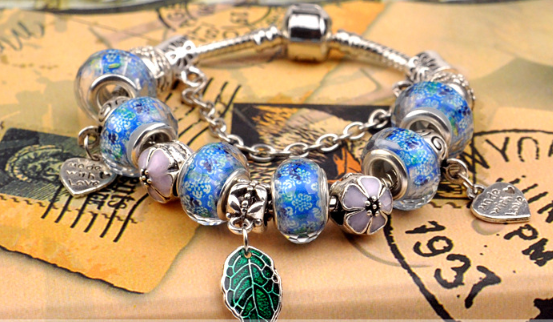 Big hole glass beads bracelet