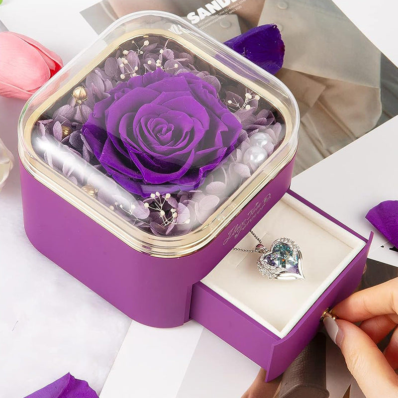 Rose Flower Drawer Jewelry Box Earrings Ring Necklace Storage Valentine's Day Gift Box Romantic Jewelry Packaging Box