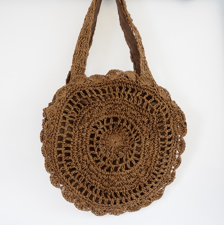 Bohemian Straw Bags for Women Big Circle Beach Handbags Summer Vintage Rattan Bag Handmade Kintted Travel Bags