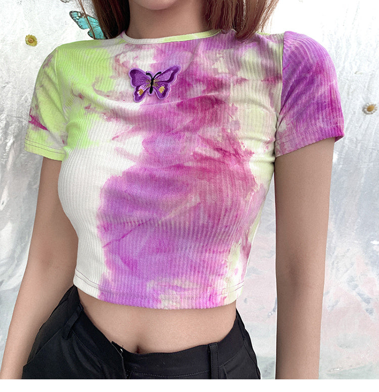 Tie-Dye Butterfly T-Shirt Short Sleeve