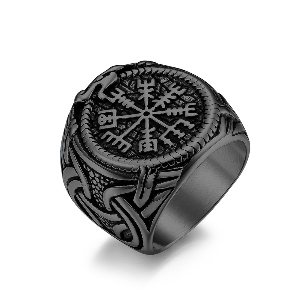 Bague en acier titane pour homme, Vintage nordique Viking Rune