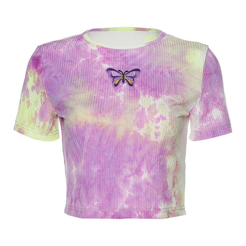 Tie-Dye Butterfly T-Shirt Short Sleeve