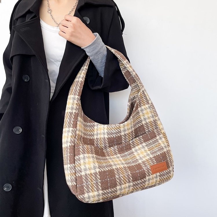 Plaid Retro Large Capacity Bag For Women