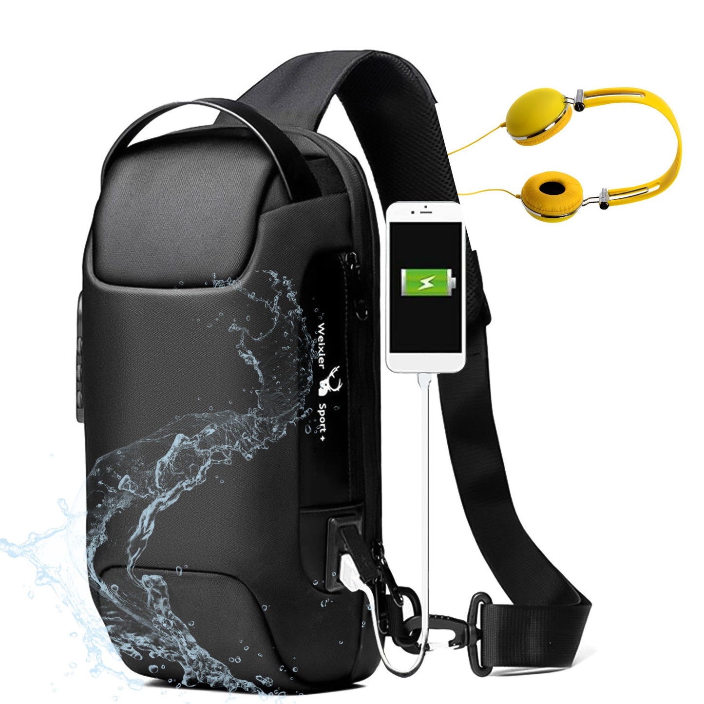 Waterproof USB Anti-theft Men Oxford Crossbody Bag