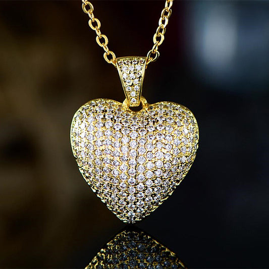 Women's Fashion Heart Inlaid Zircon Necklace