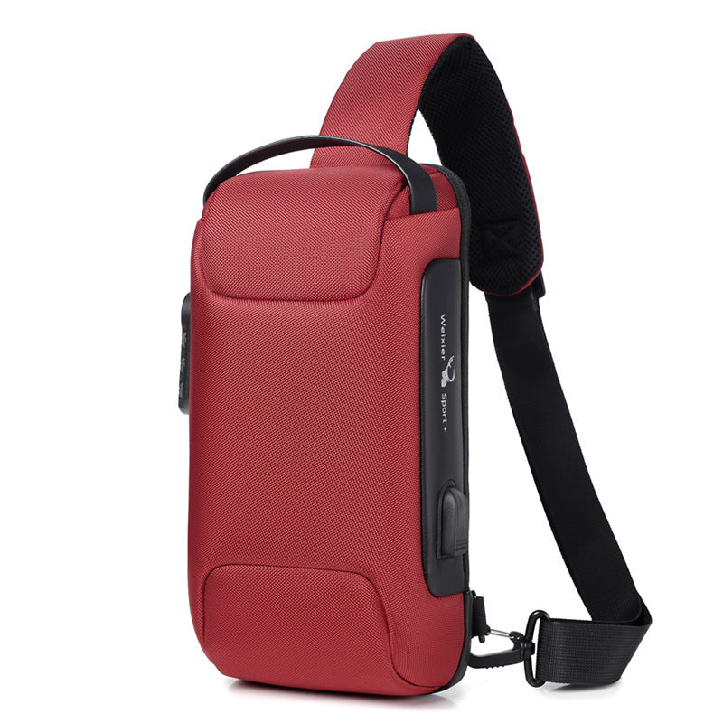 Waterproof USB Anti-theft Men Oxford Crossbody Bag