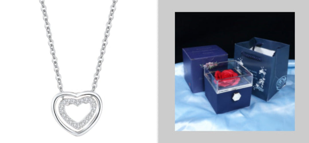 S925 Sterling Silver Heart To Heart Pendant Necklace