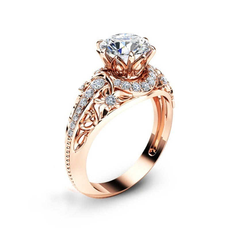 14K Rose Gold Micro Set Diamond Women's Rings