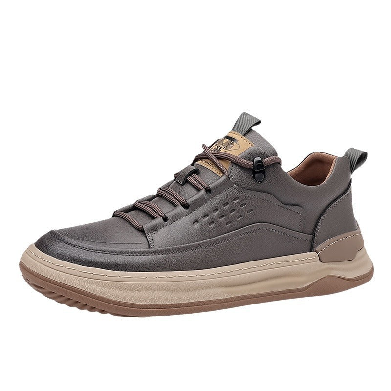 Herbst neue Herren Leder atmungsaktive weiche Sohle Sneakers