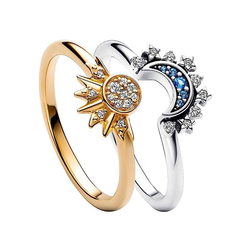 Sun And Moon Rings Couple Rhinestones Ring