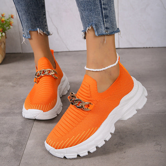 Fashion Chain Design Breathable Casual Soft Sole Shoes