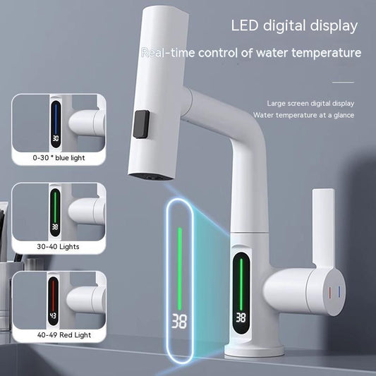 Intelligent Pull-out Basin Faucet With Temperature Display