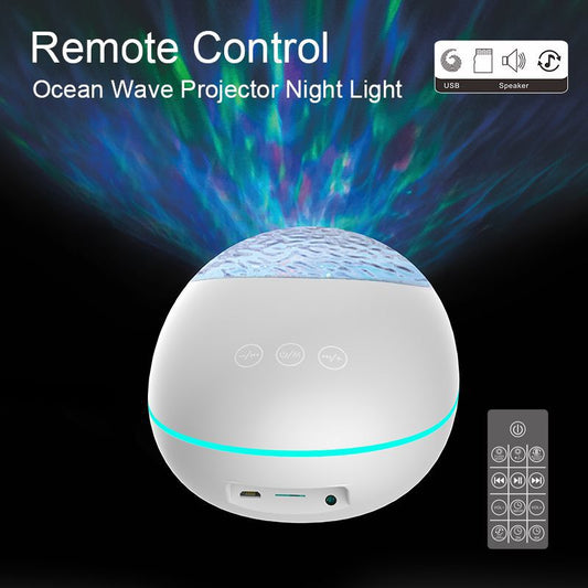 Coversage Ocean Wave Projector LED Night Light Bluetooth-Compatible USB Remote Control Music Player Speaker