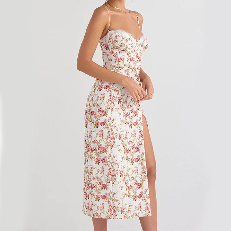 Lace Flowers Print Long Dress