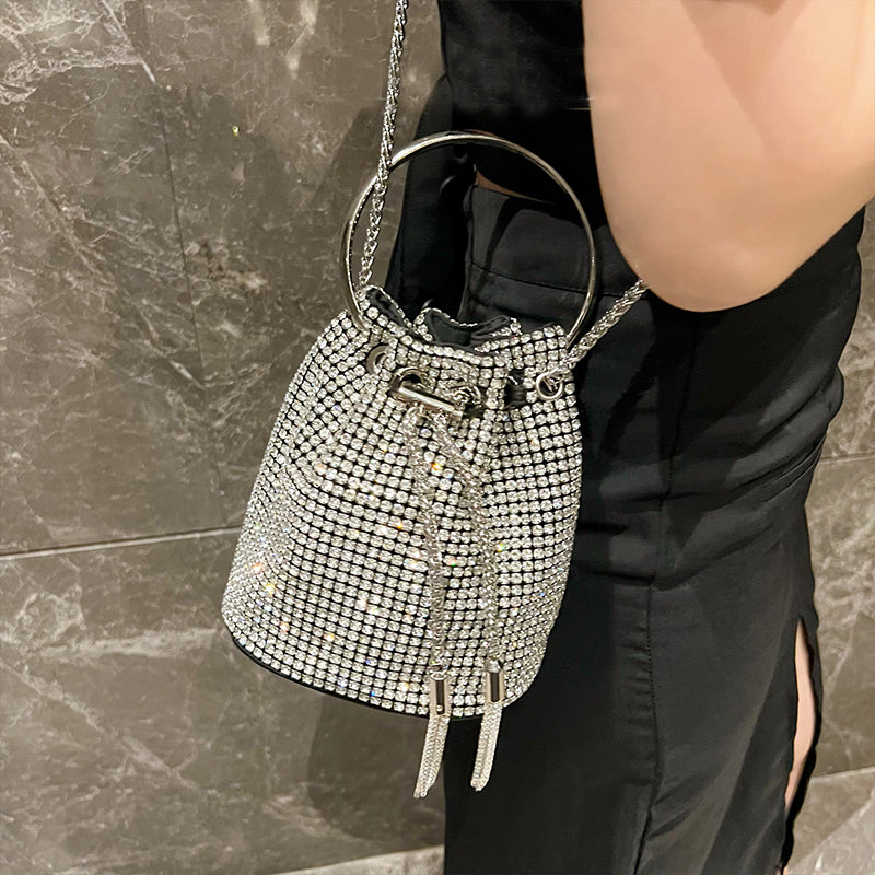 Women's Rhinestone Handbag With Diamond Chain Tassel