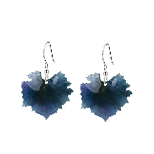 Boho Acrylic Grape Leaf Pendant Earrings For Women