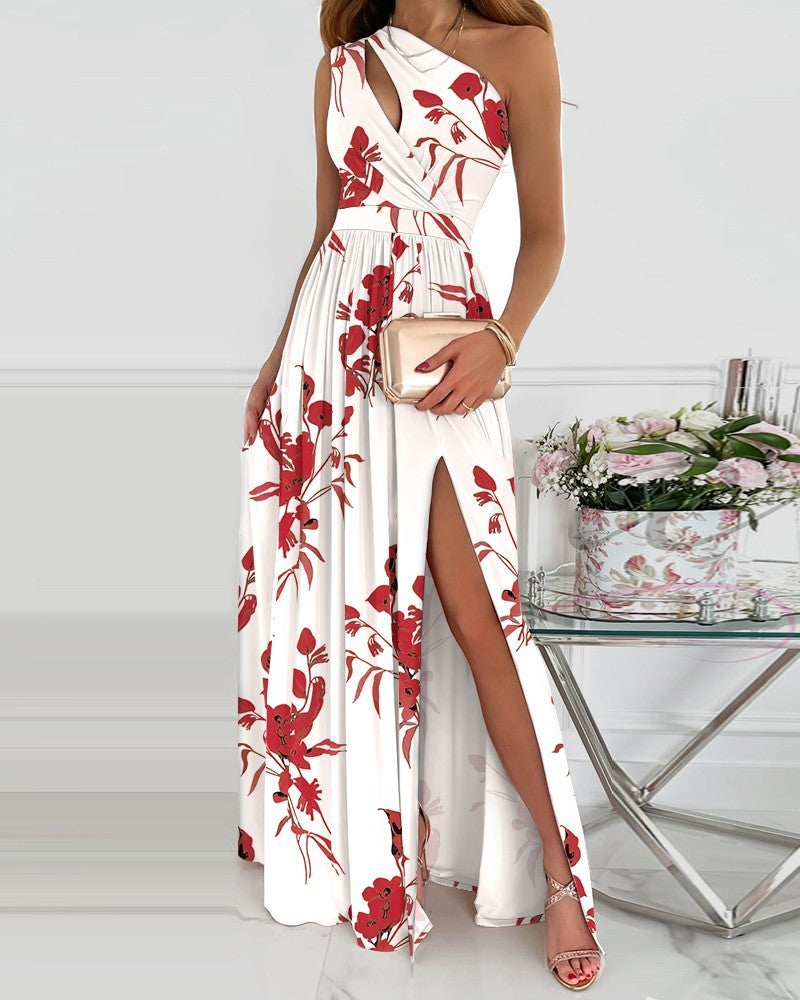 Rose Print Split Summer Dress