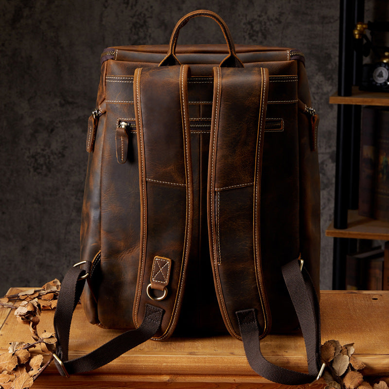 Cowhide Vintage Backpack Men's Leather Outdoor Travel Backpack