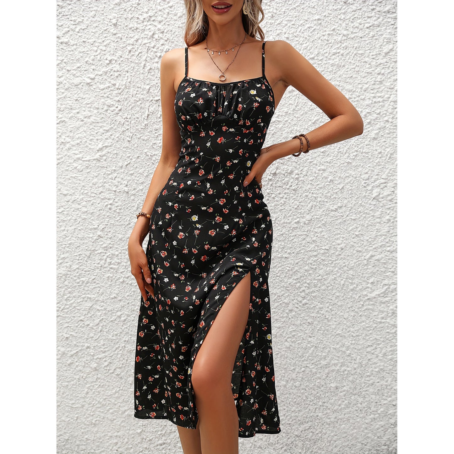 Polka Dot Print Suspender Summer Dress Summer