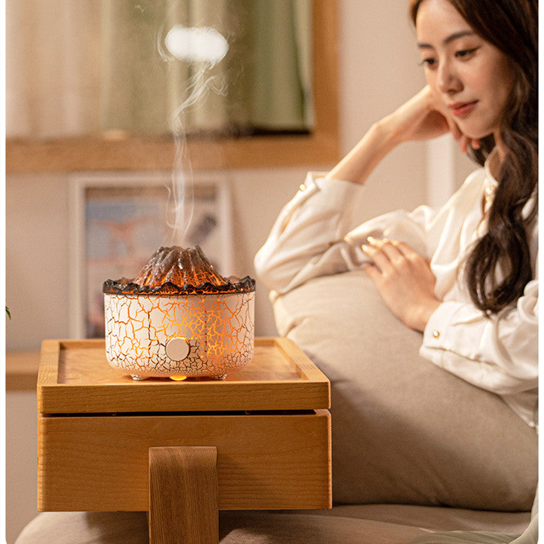 Creative Volcano Humidifier Aromatherapy Machine Spray Jellyfish Air Flame Humidifier Diffuser