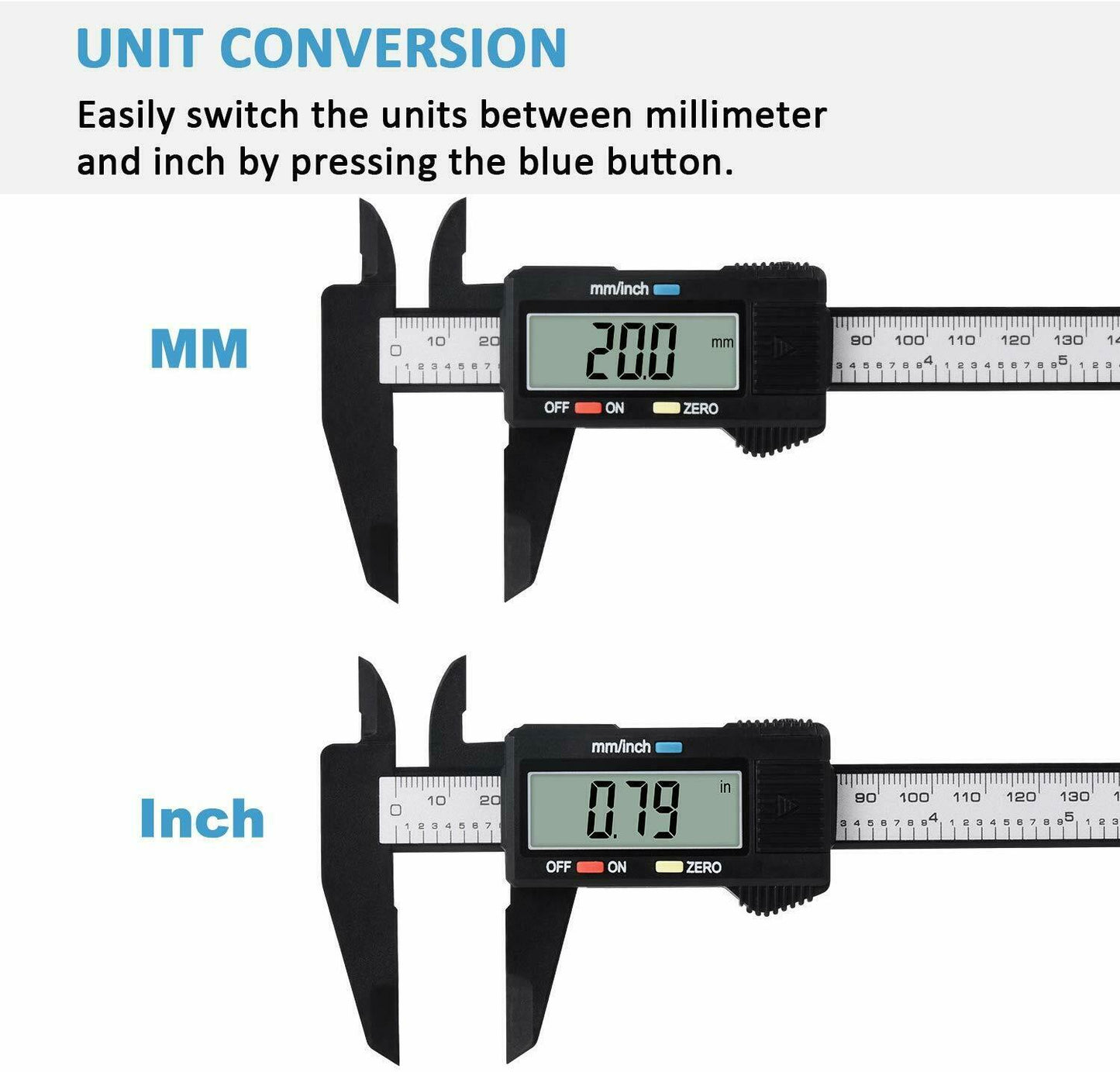 Digitaler Messschieber, elektronisches Messgerät, Kohlefaser-Vernier, Mikrometer-Lineal, 150 mm, 6