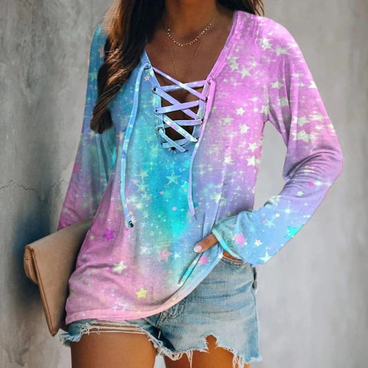 Women's Tie Dye Strap Long Sleeve Sweatshirt