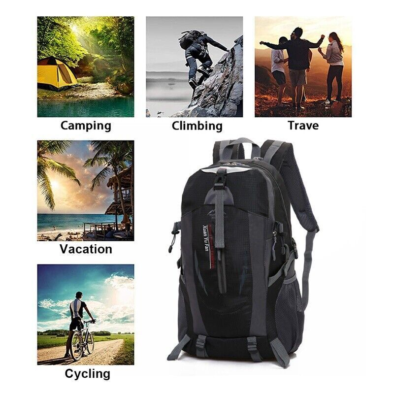 Large Waterproof Backpack 40L Bag Camping Hiking Walking Outdoor Travel Rucksack