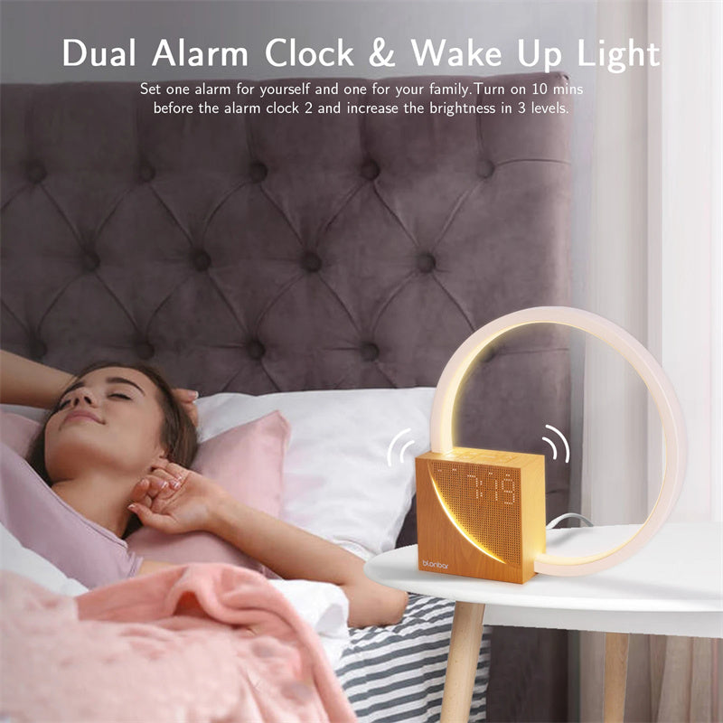 Touch Table Bedside Lamp With Natural Sounds With Alarm Clock, Touch Control 3 Level Brightness