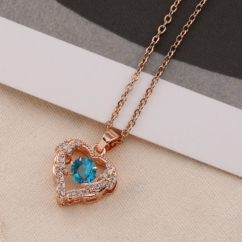 Trend Titanium Steel Color Love Metallic Temperament Pendant Necklace French Vintage Palace Women's Necklace