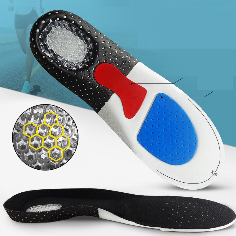 Sweat-absorbing Breathable Thickening Shock Absorbing Air Cushion Basketball Super Soft Bottom Silicone Sports Insole