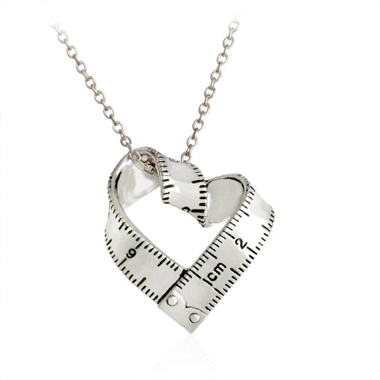 Rotating Love Ruler Necklace Metallic Creative Ruler Pendant