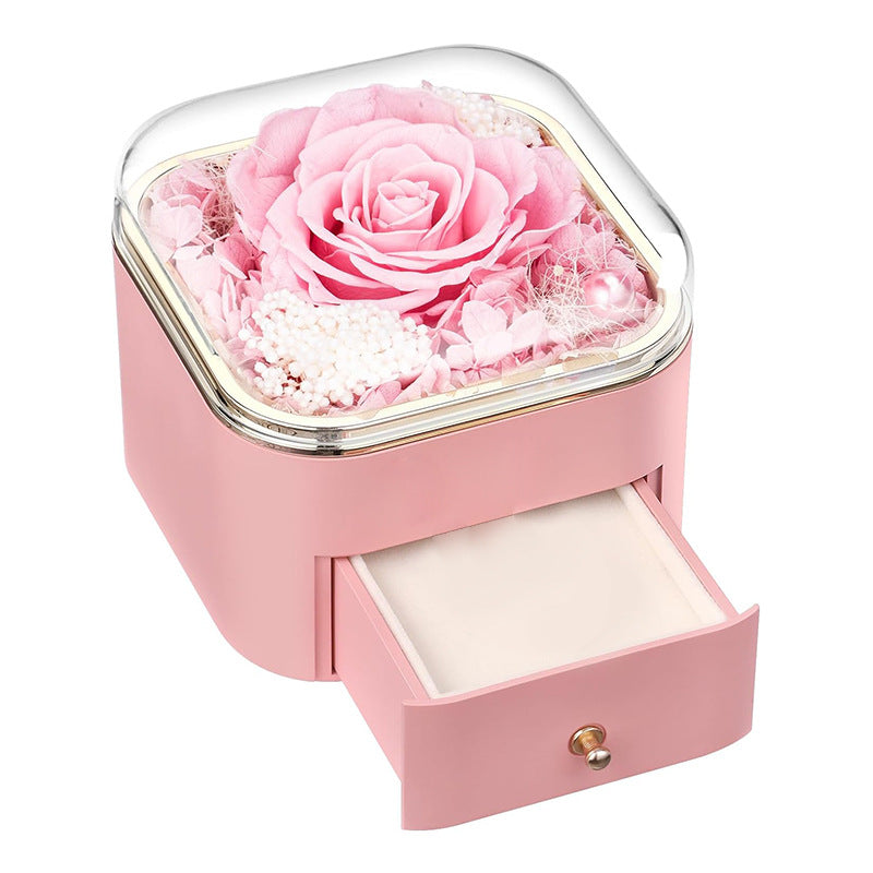 Rose Flower Drawer Jewelry Box Earrings Ring Necklace Storage Valentine's Day Gift Box Romantic Jewelry Packaging Box